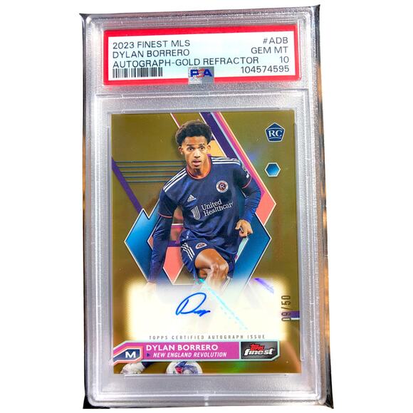 2023 Topps Finest MLS Auto Gold Refractor ADB Dylan Borrero Revolution /50 PSA10 - Picture 1 of 8